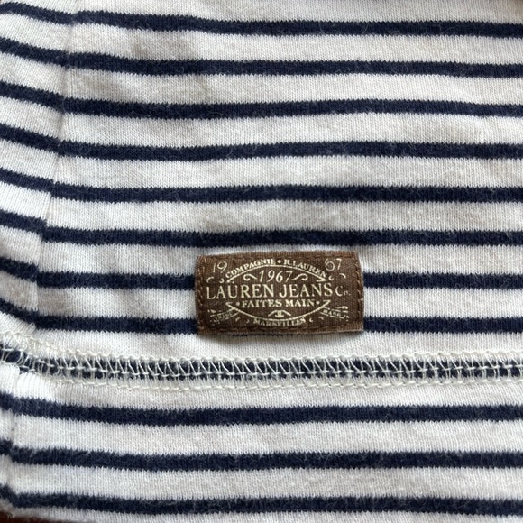 Vintage RALPH LAUREN women’s Sz L shirt striped white w/suede LEATHER patch - Picture 10 of 15